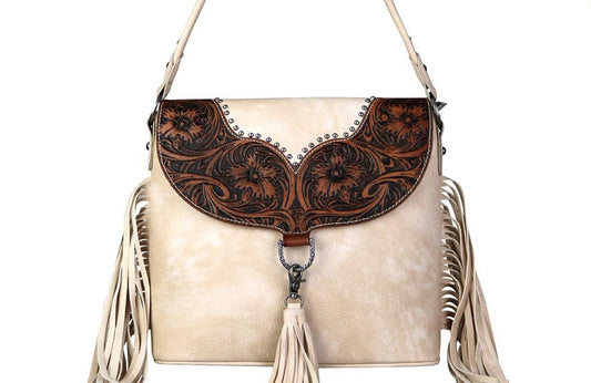 Crossbody handbag med tassel och fransar