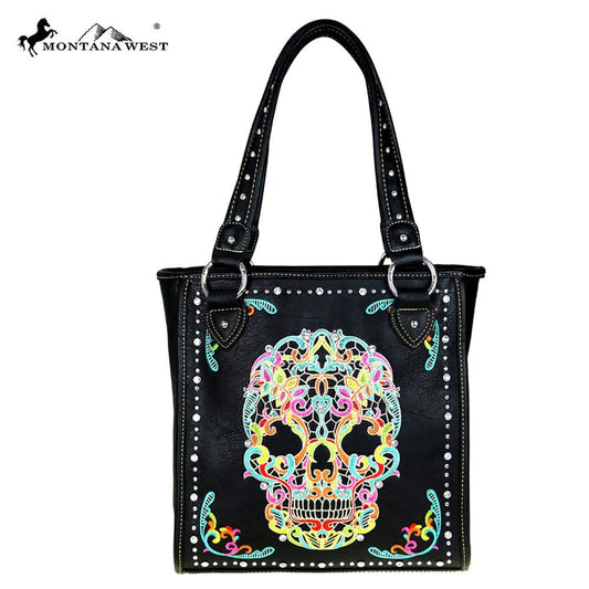 Tote handbag sugar skull multi
