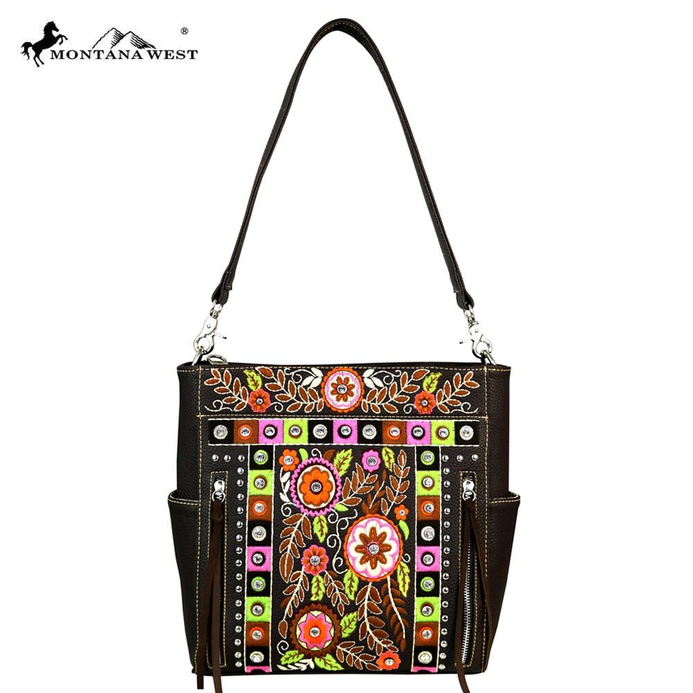 Hobo bag med broderade blommor