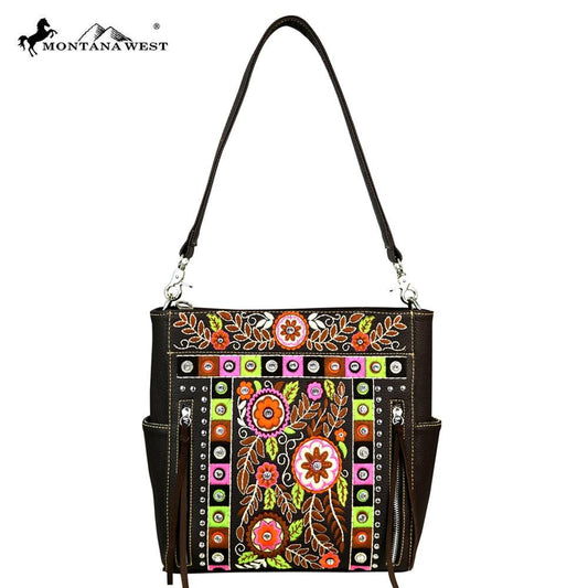 Hobo bag med broderade blommor